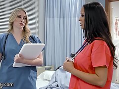 Girlsway Hot Rookie Nurse With Big Tits Has A Wet Pussy Formation With Her Superior